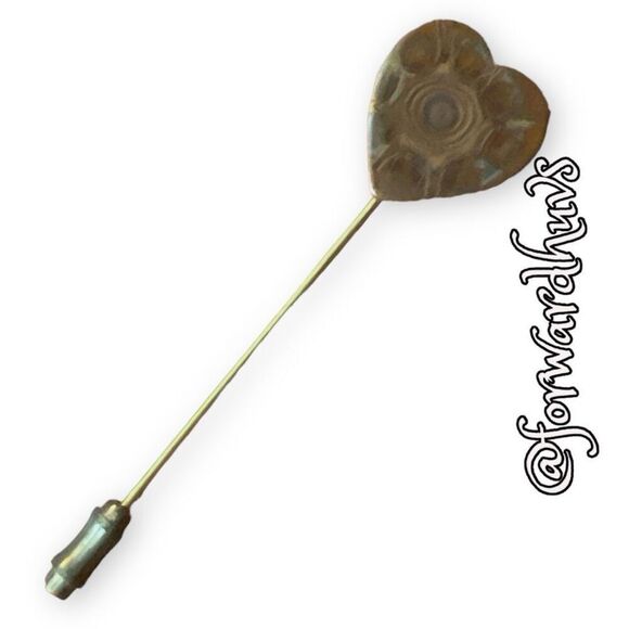 Hand Crafted Vintage Copper Heart Hatpin - Picture 3 of 8